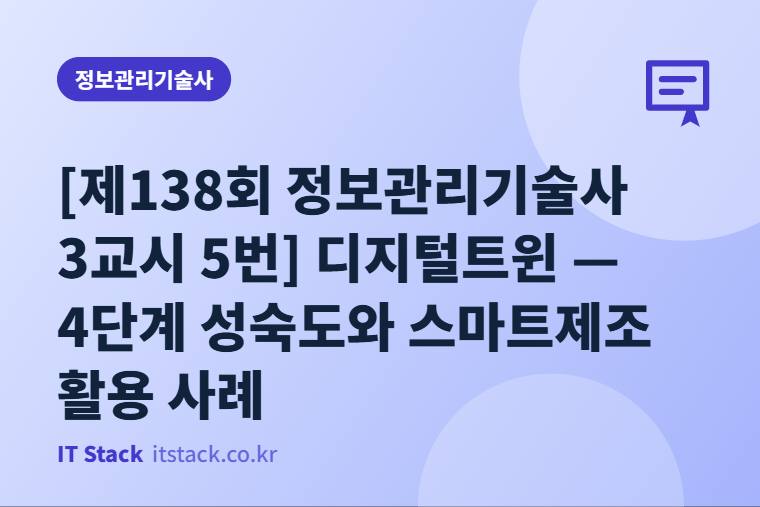 [제138회 정보관리기술사 3교시 5번] 디지털트윈 — 4단계 성숙도와 스마트제조 활용 사례