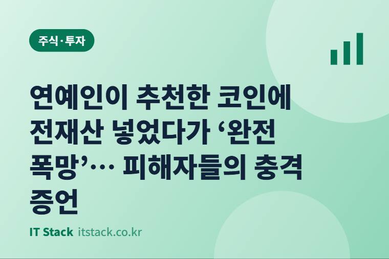 연예인이 추천한 코인에 전재산 넣었다가 ‘완전 폭망’… 피해자들의 충격 증언
