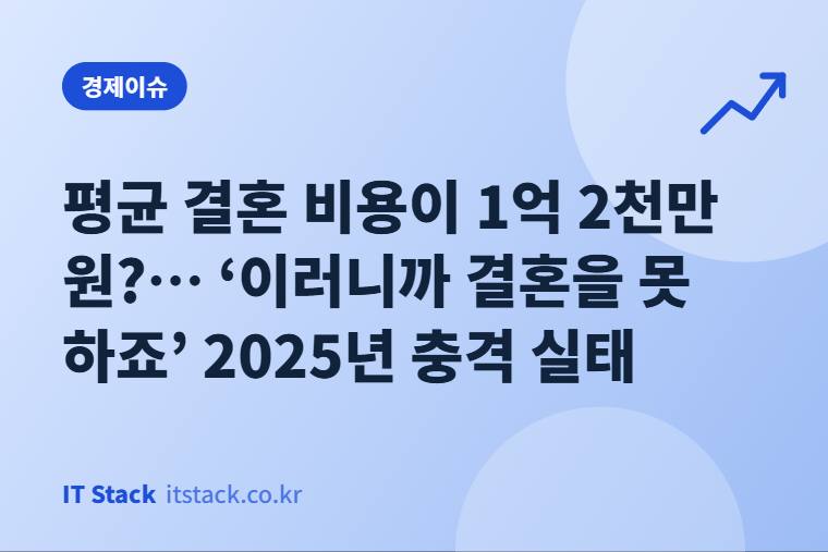평균 결혼 비용이 1억 2천만 원?… ‘이러니까 결혼을 못 하죠’ 2025년 충격 실태