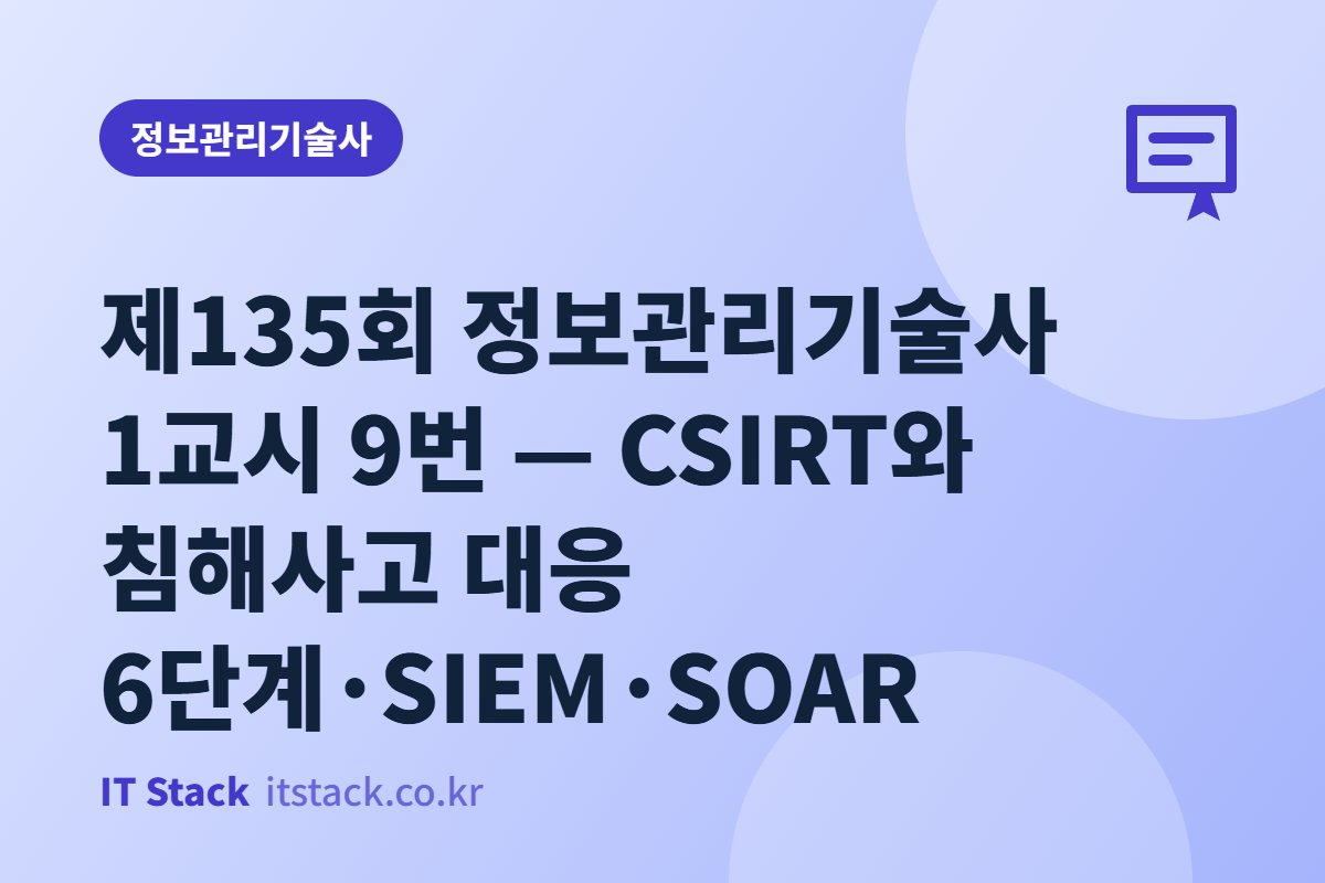 제135회 정보관리기술사 1교시 9번 — CSIRT와 침해사고 대응 6단계·SIEM·SOAR