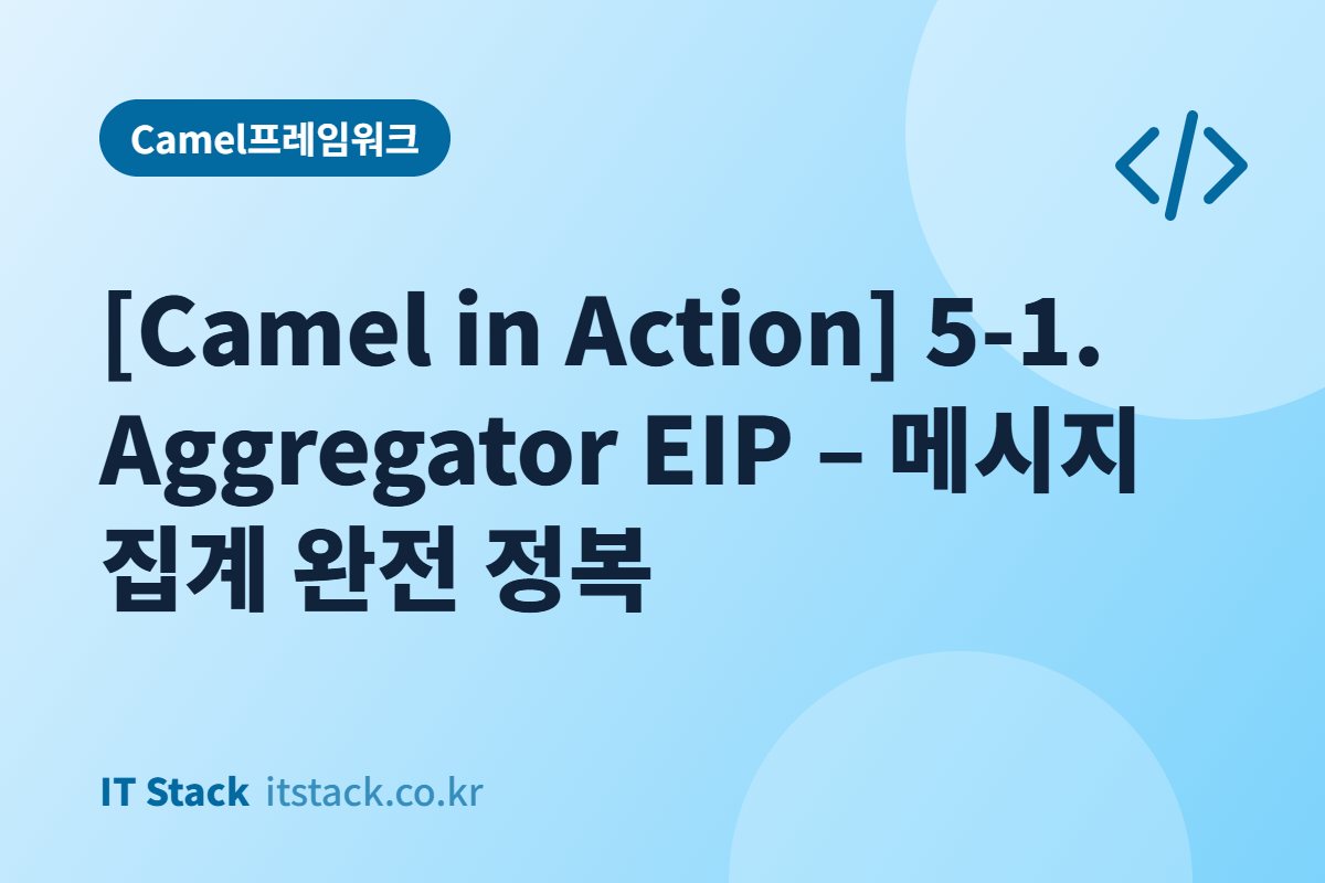 [Camel in Action] 5-1. Aggregator EIP – 메시지 집계 완전 정복