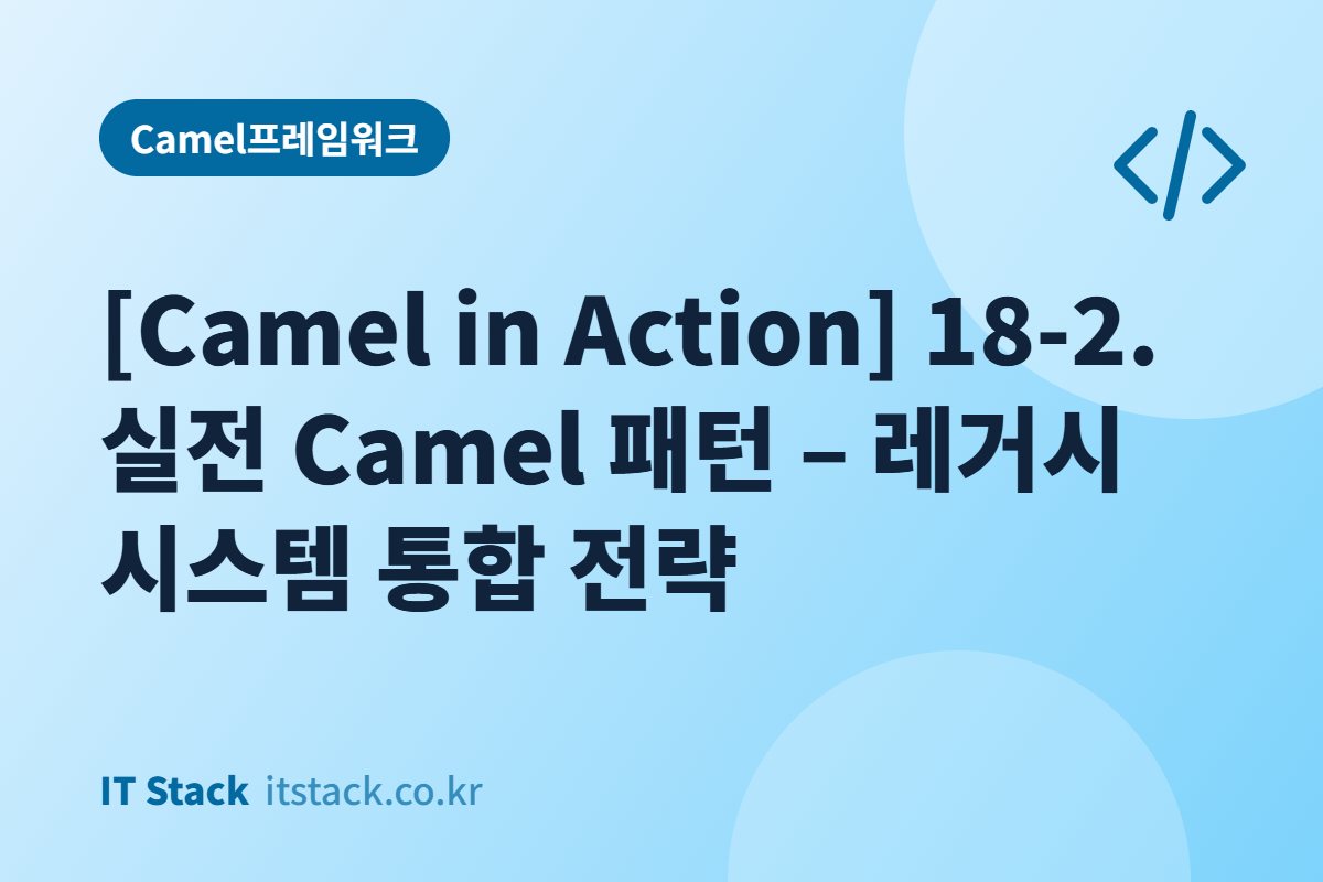 [Camel in Action] 18-2. 실전 Camel 패턴 – 레거시 시스템 통합 전략