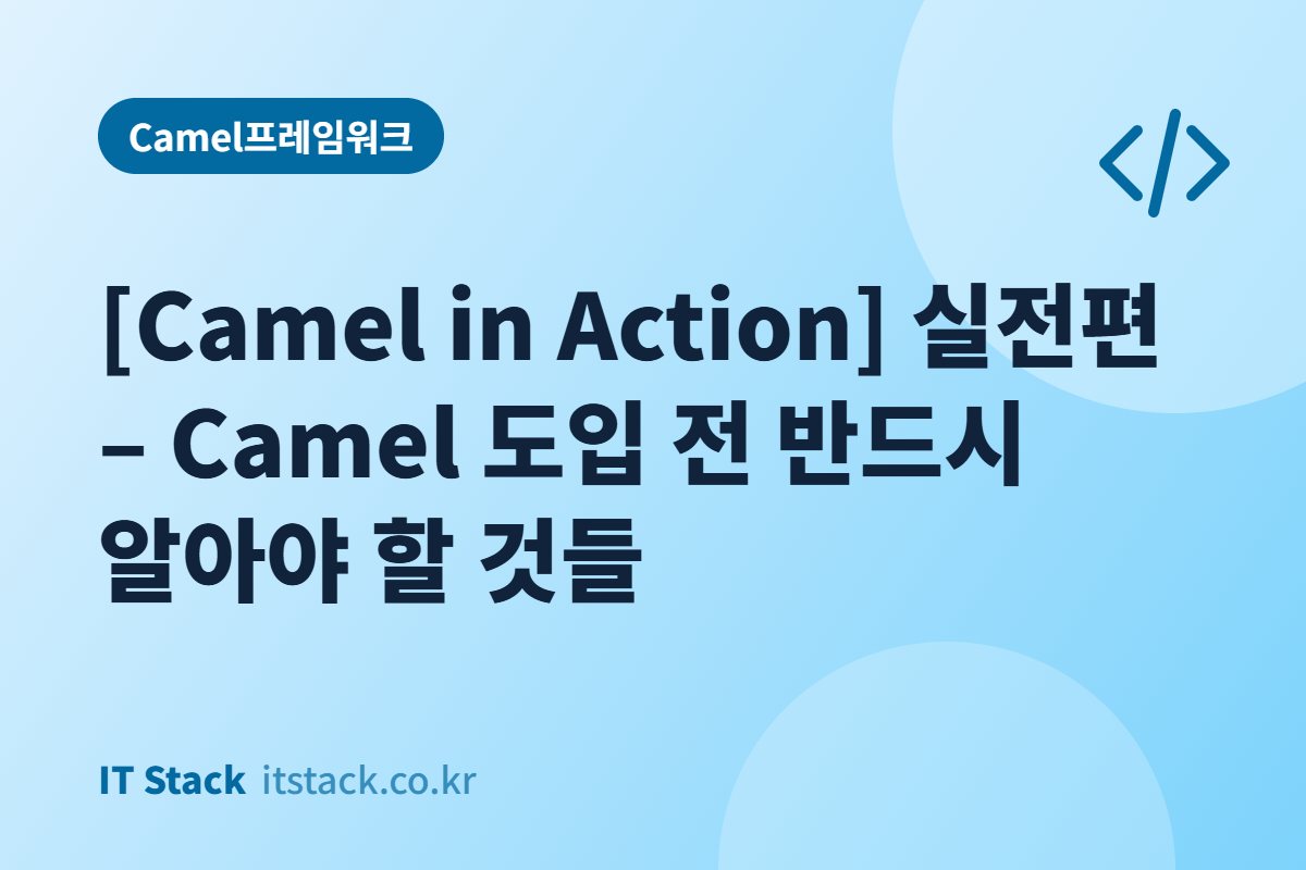 [Camel in Action] 실전편 – Camel 도입 전 반드시 알아야 할 것들