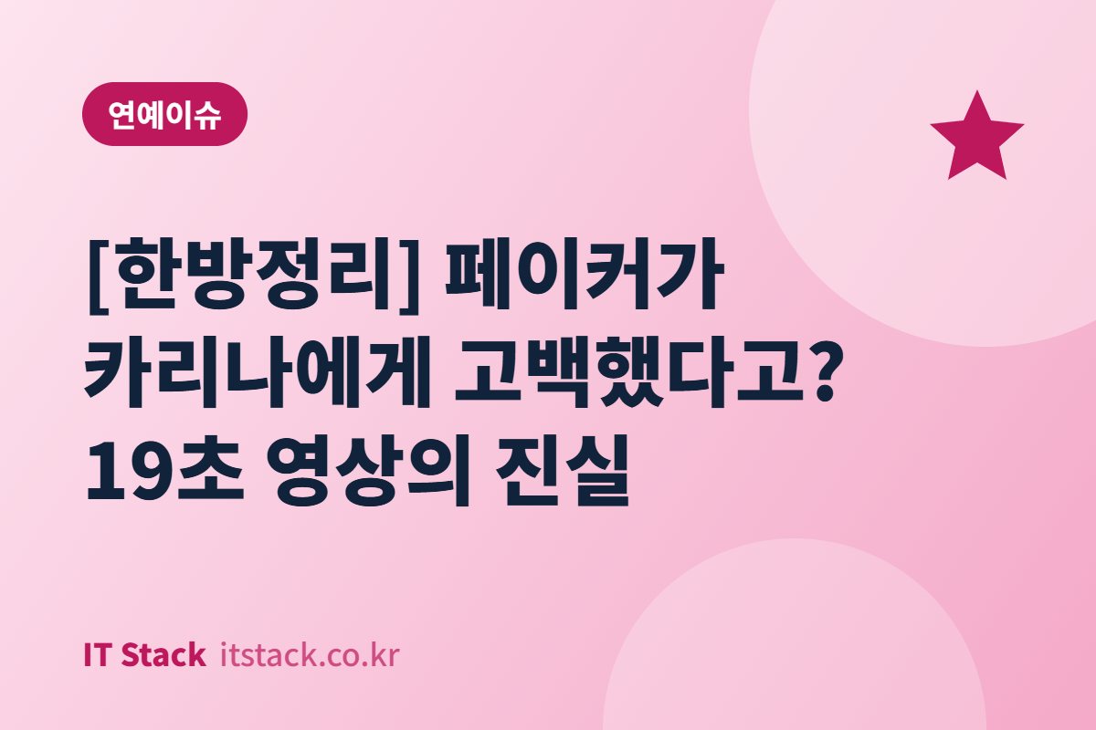 [한방정리] 페이커가 카리나에게 고백했다고? 19초 영상의 진실