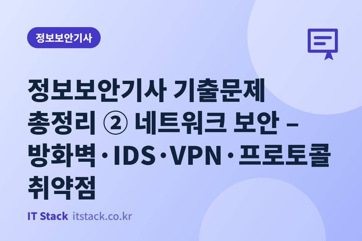 정보보안기사 기출문제 총정리 ② 네트워크 보안 – 방화벽·IDS·VPN·프로토콜 취약점