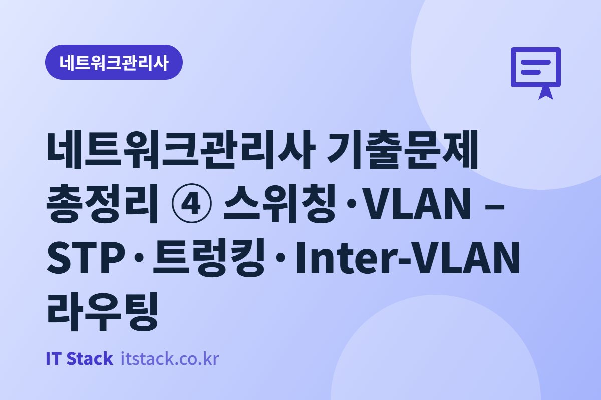 네트워크관리사 기출문제 총정리 ④ 스위칭·VLAN – STP·트렁킹·Inter-VLAN 라우팅