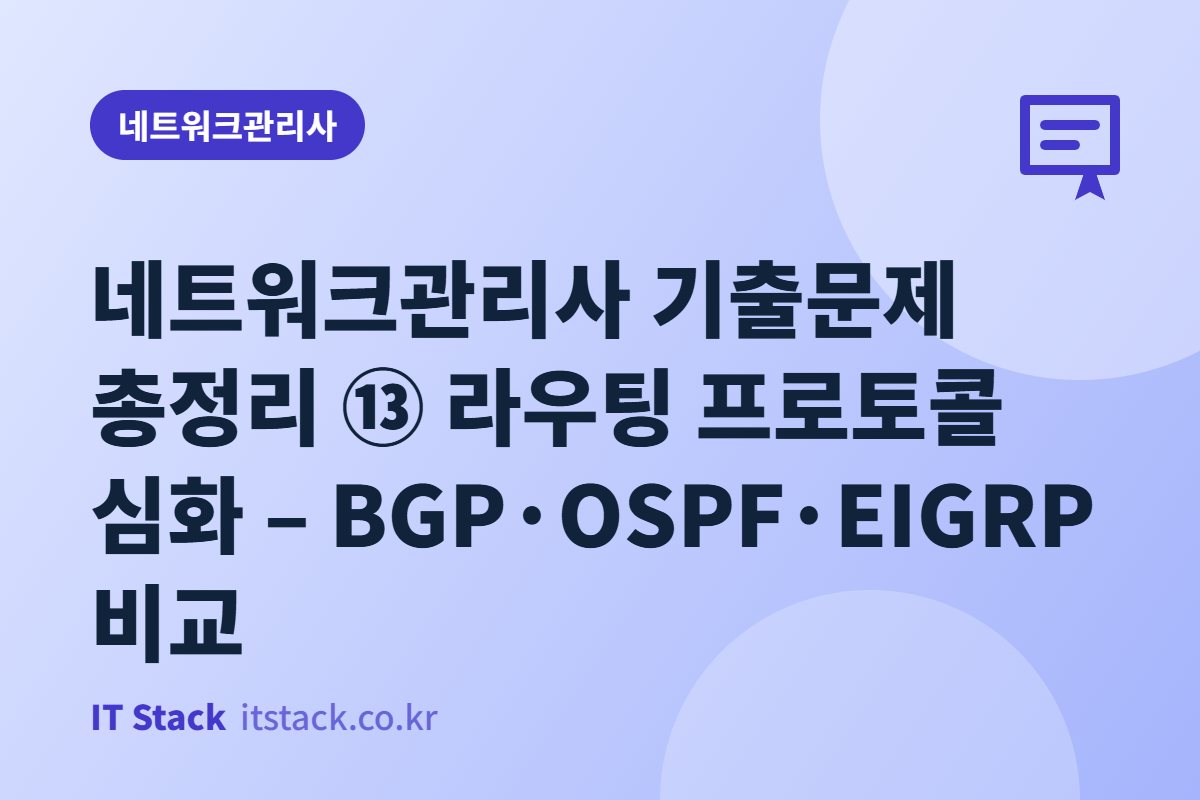 네트워크관리사 기출문제 총정리 ⑬ 라우팅 프로토콜 심화 – BGP·OSPF·EIGRP 비교