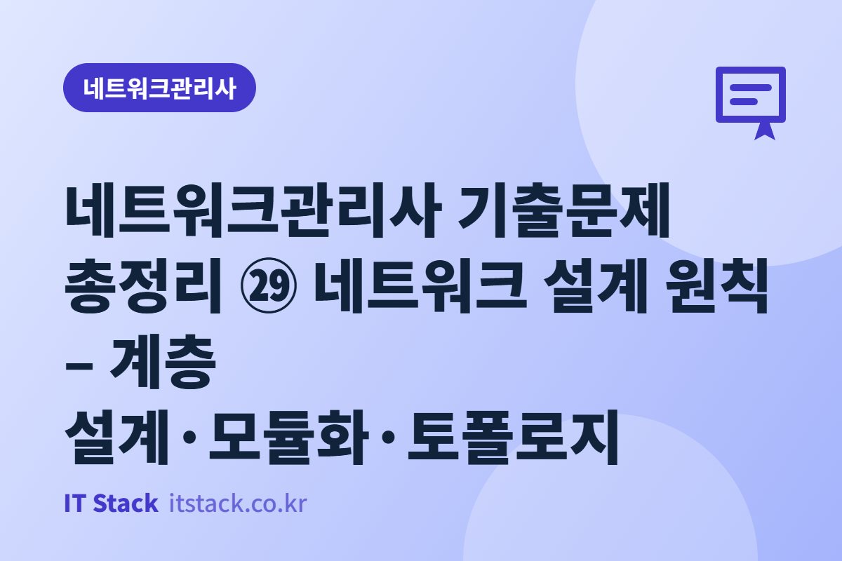 네트워크관리사 기출문제 총정리 ㉙ 네트워크 설계 원칙 – 계층 설계·모듈화·토폴로지