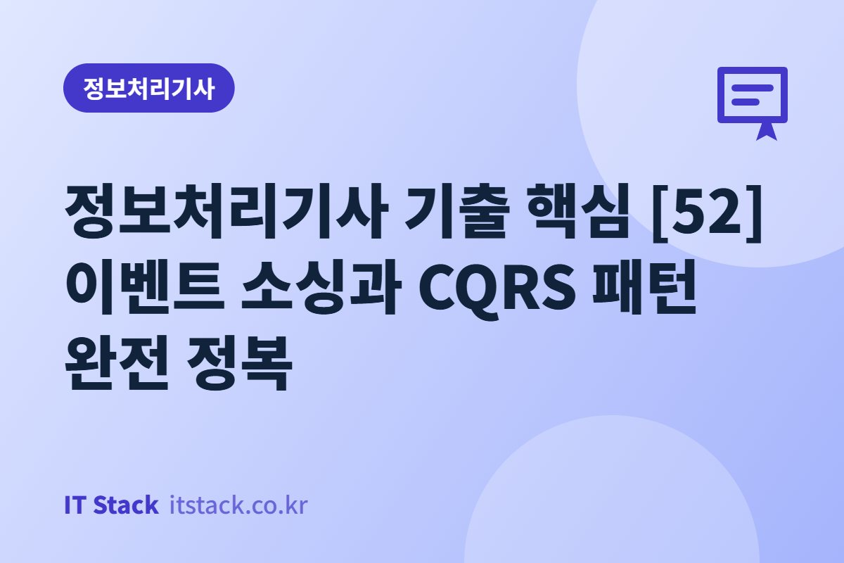 정보처리기사 기출 핵심 [52] 이벤트 소싱과 CQRS 패턴 완전 정복