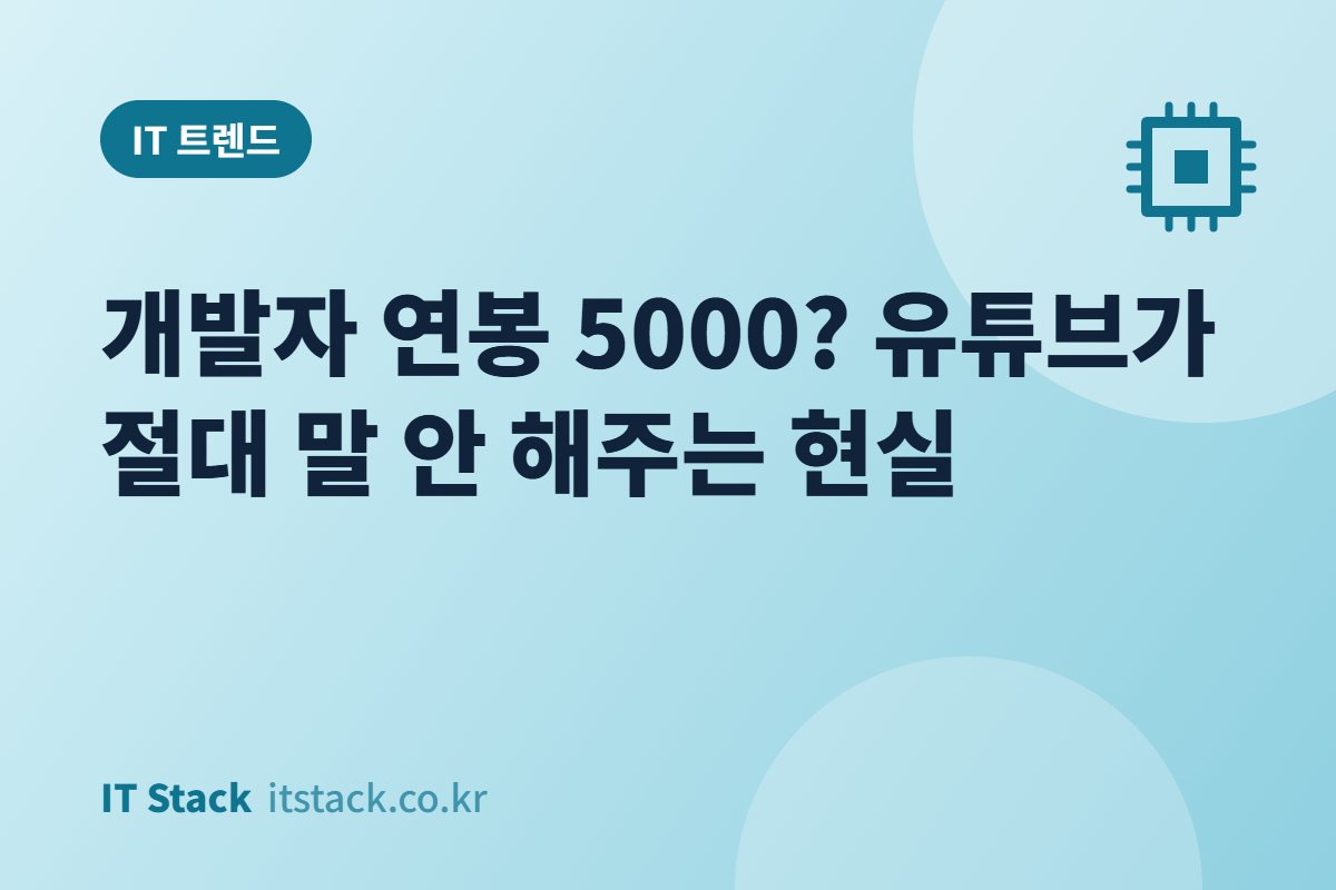 개발자 연봉 5000? 유튜브가 절대 말 안 해주는 현실