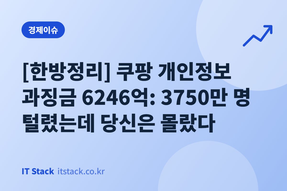[한방정리] 쿠팡 개인정보 과징금 6246억: 3750만 명 털렸는데 당신은 몰랐다